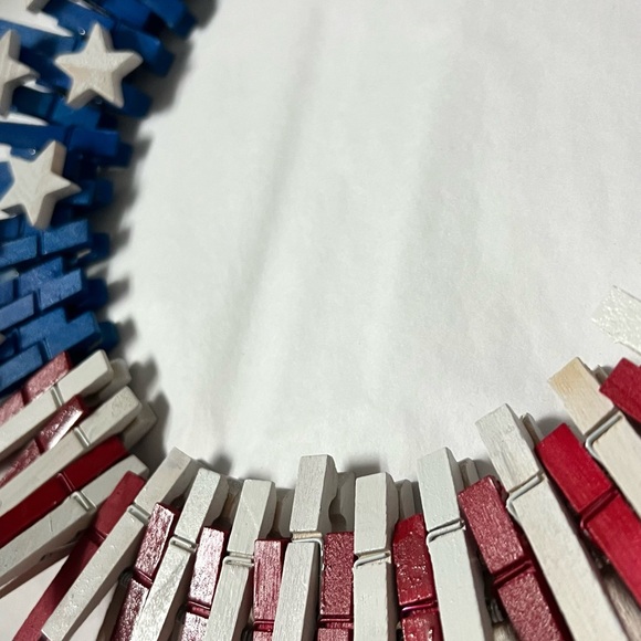 4th of July Cloth line wreath, red white and blue - Picture 5 of 5